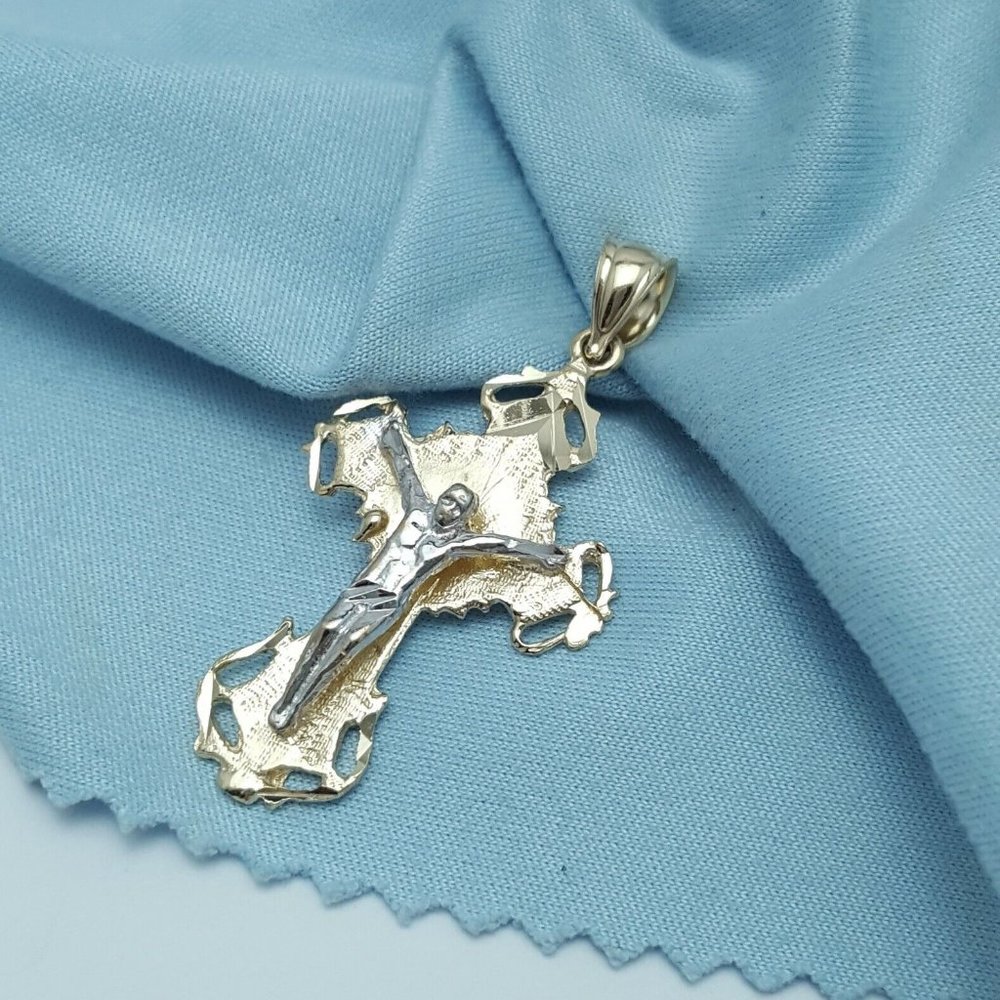 Beautiful 14k Solid Multi Tone Two Tone Jesus On … - image 1